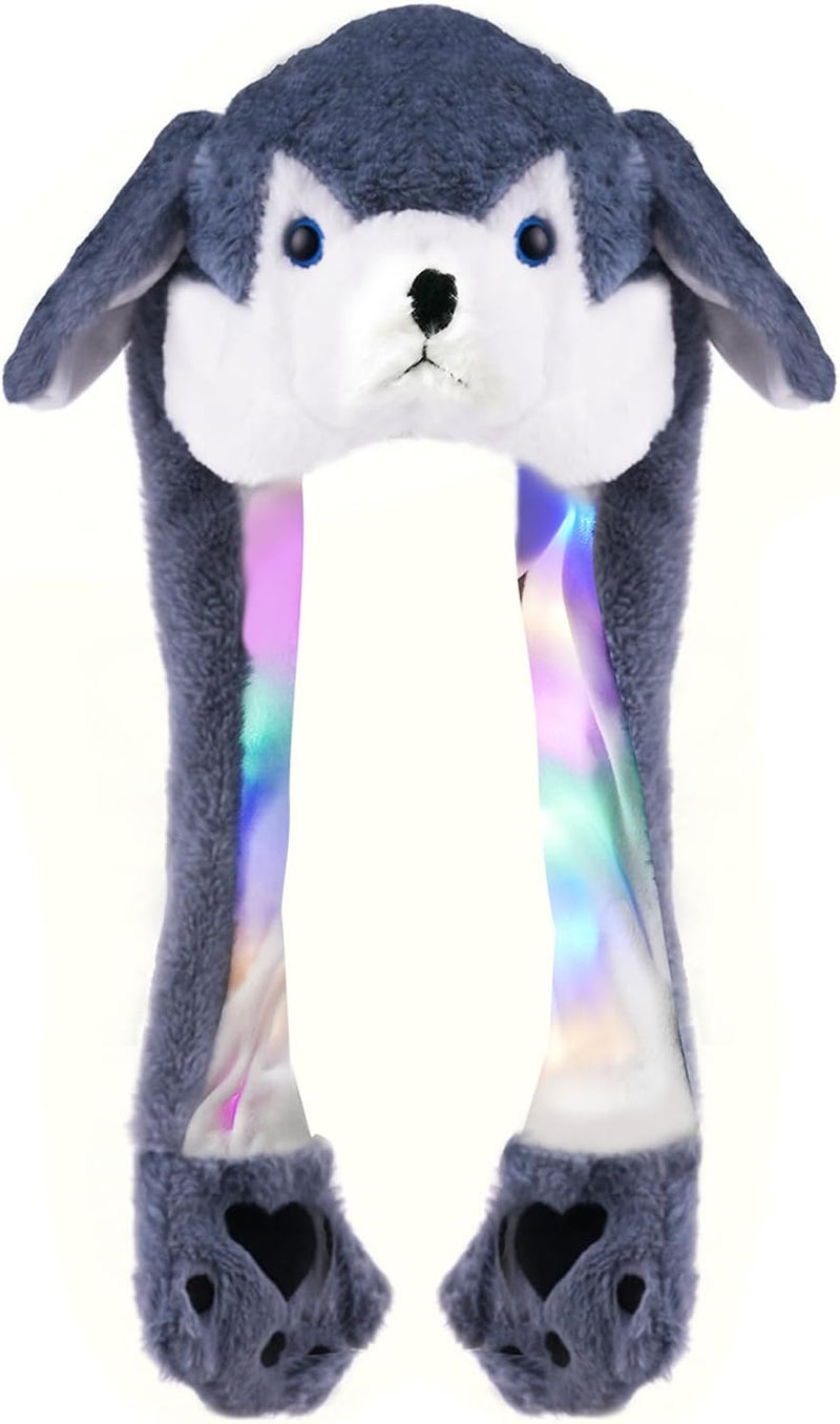 Audaisyly Funny Plush Rabbit Hat Ear Moving Jumping Hats, Cute LED Animal Beanie Cap for Women Girls Cosplay Party Holiday - Image 1